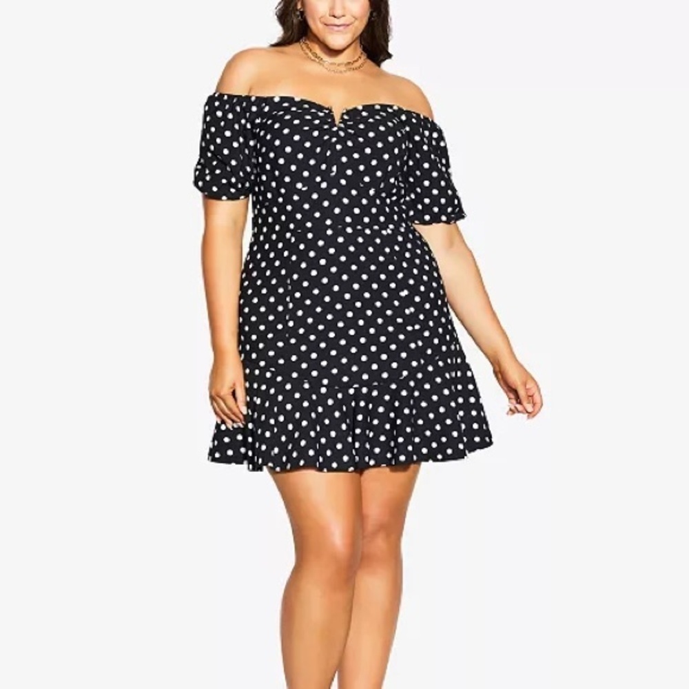 New city Chic Trendy Plus Size Emma Off Shoulder Dress size 22